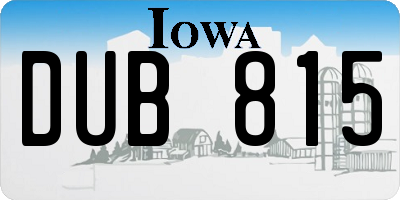 IA license plate DUB815