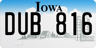 IA license plate DUB816