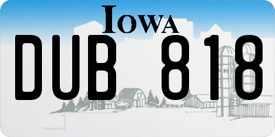 IA license plate DUB818