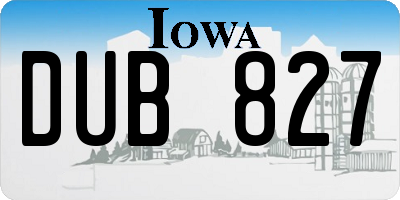 IA license plate DUB827