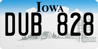IA license plate DUB828