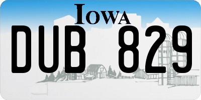 IA license plate DUB829