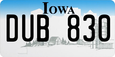 IA license plate DUB830