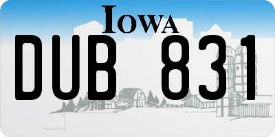 IA license plate DUB831