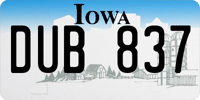 IA license plate DUB837