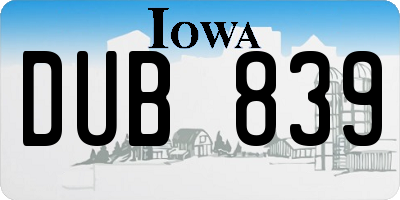 IA license plate DUB839