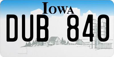 IA license plate DUB840