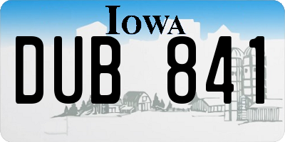 IA license plate DUB841