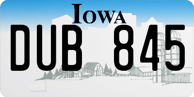 IA license plate DUB845