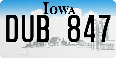 IA license plate DUB847