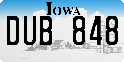 IA license plate DUB848