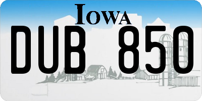IA license plate DUB850
