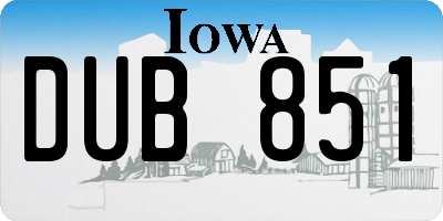 IA license plate DUB851
