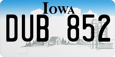IA license plate DUB852