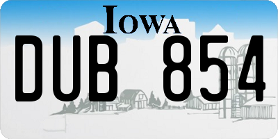 IA license plate DUB854