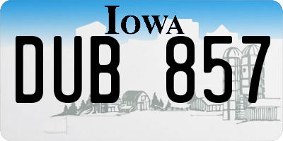 IA license plate DUB857