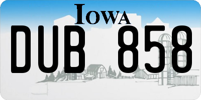 IA license plate DUB858
