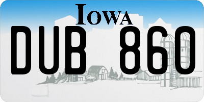 IA license plate DUB860
