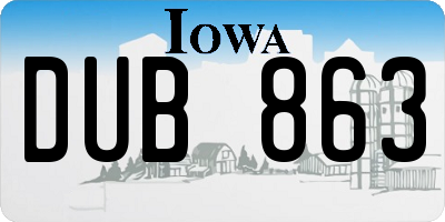 IA license plate DUB863