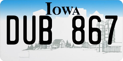 IA license plate DUB867