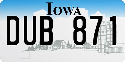 IA license plate DUB871