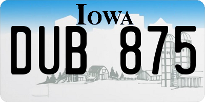 IA license plate DUB875