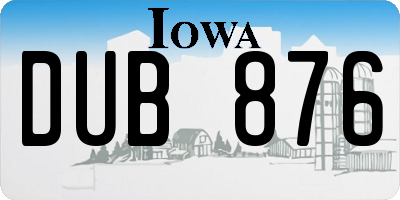 IA license plate DUB876