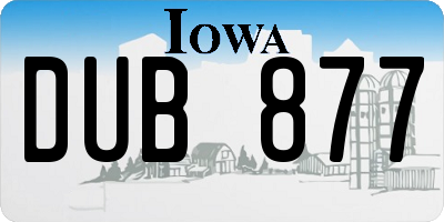 IA license plate DUB877