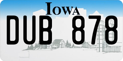 IA license plate DUB878