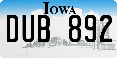 IA license plate DUB892