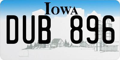 IA license plate DUB896