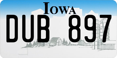 IA license plate DUB897