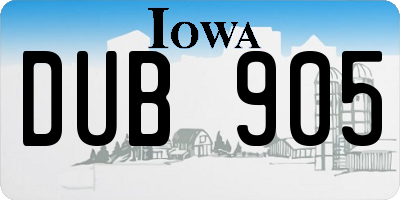 IA license plate DUB905