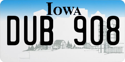 IA license plate DUB908