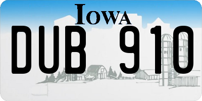 IA license plate DUB910