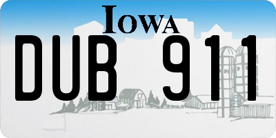 IA license plate DUB911