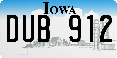 IA license plate DUB912