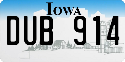 IA license plate DUB914