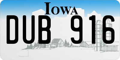 IA license plate DUB916
