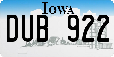 IA license plate DUB922