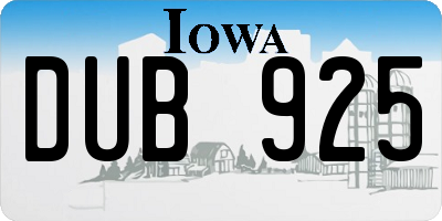 IA license plate DUB925