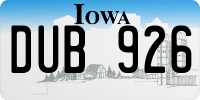 IA license plate DUB926