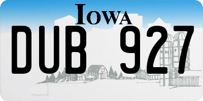 IA license plate DUB927