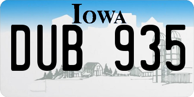 IA license plate DUB935