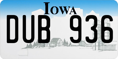IA license plate DUB936