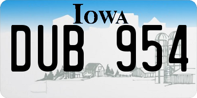 IA license plate DUB954