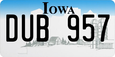IA license plate DUB957