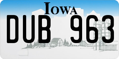 IA license plate DUB963