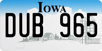 IA license plate DUB965