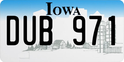 IA license plate DUB971